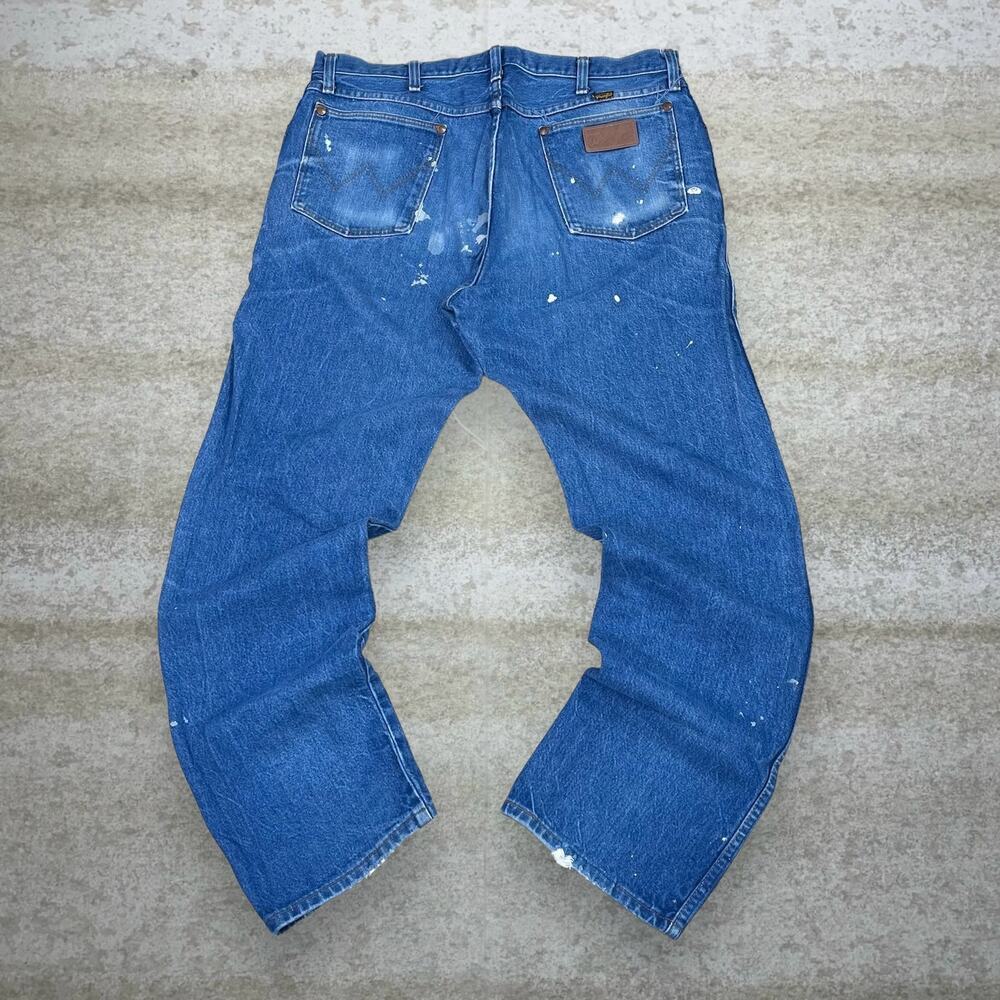 Vintage 90s Wrangler Jeans 38x32 Regular Straight Leg Fit Paint Made in USA